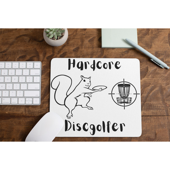 Disc Golf HARDCORE SQUIRREL Mouse Pad Golf Basket Gaming Desk Mat Custom Gift - Picture 2 of 2